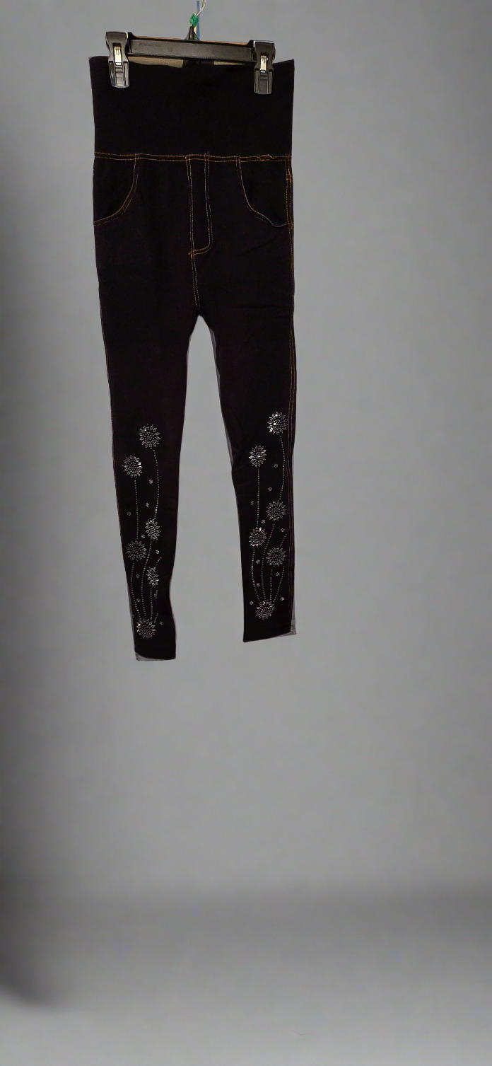 High-waist Jeweled Leggings - OSFM