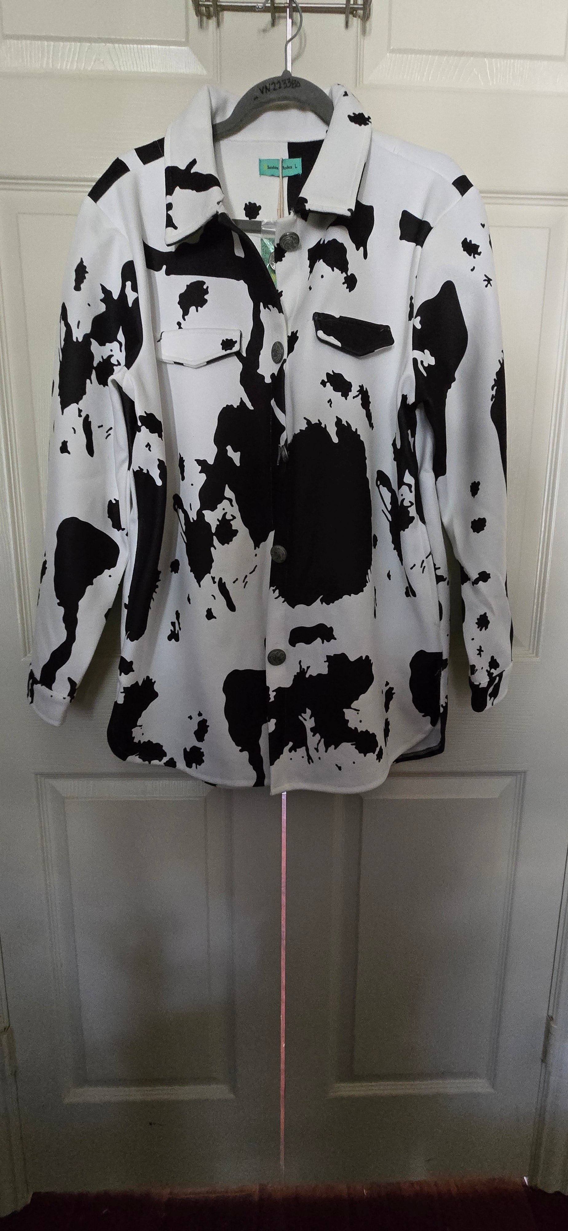 Cow Printed Shacket w/ Pockets
